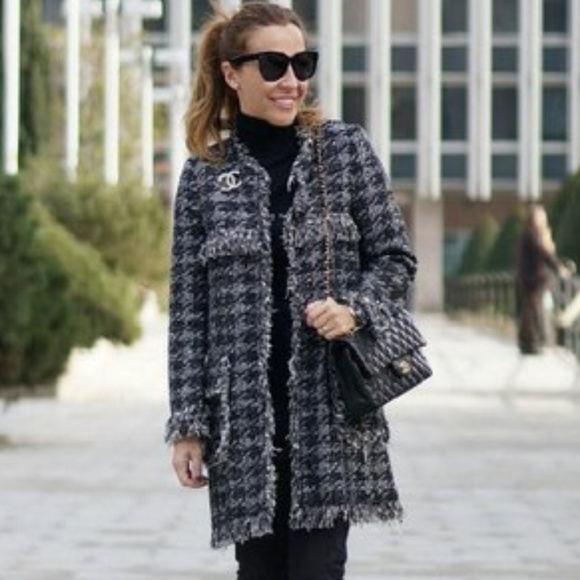 Zara Size S Houndstooth Frayed Jacket - Picture 4 of 6
